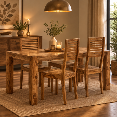 Contemporary Wooden Dining Table with 4 Chair Set (SUN-DSET548)