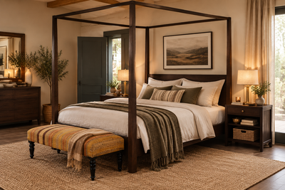 Contemporary Wooden Queen Size Poster Double Bed !