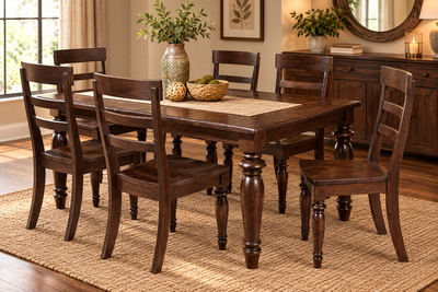 Designer Wooden Dining Table with 6 Chair Set (SUN-DSET670)