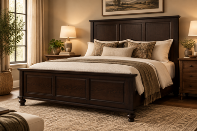 wooden queen and king bed in sheesham wood