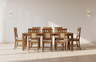 wooden 8 seater dining table set designs online