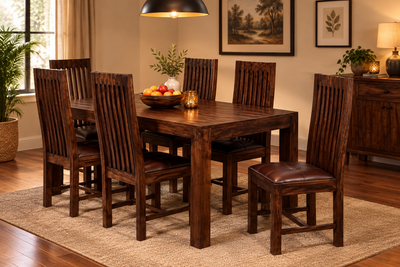 Mandira Wooden Dining table with 6 Cushion chairs furniture set !