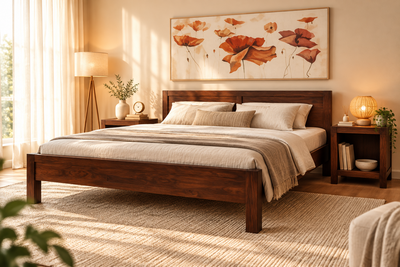 Panel Design Wooden King Size Double Bed  !