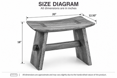 solid sheesham wood stool size diagram