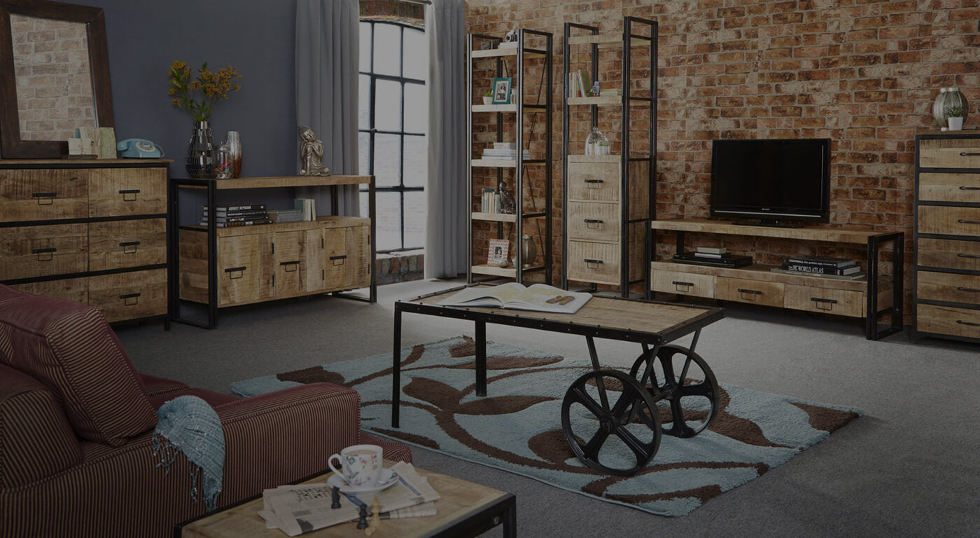 Handcrafted solid wood & metal furniture from Jodhpur with TV unit, cabinets and storage furniture