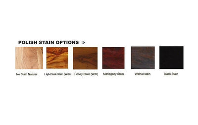 Wood polish and stain options including natural, teak, honey, mahogany, walnut and black