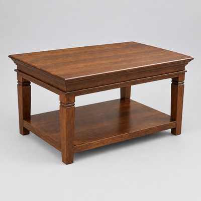 Sheesham wood center table with open bottom shelf