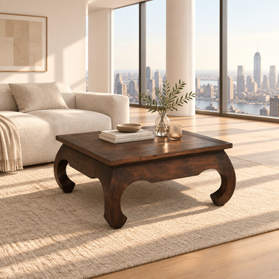 wooden opium square coffee table