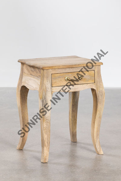 French style Mango wood side table with storage drawer