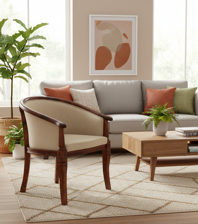 wooden upholstered Accent Arm chair  !