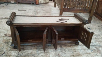 Artistic wooden bench with storage space !