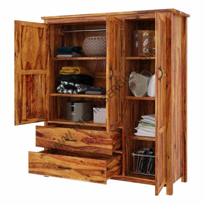 buy solid sheesham wood wooden wardrobe cupboard online with best designs in India at cheap price - www.thetimberguy.com