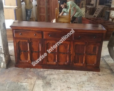 Big Wooden sideboard cabinet with iron fitting and hand carving