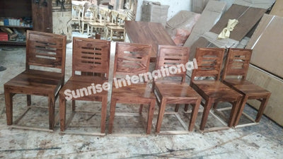 Buy Compact Wooden Dining table with 1 Bench & 3 chairs furniture set for modern Home