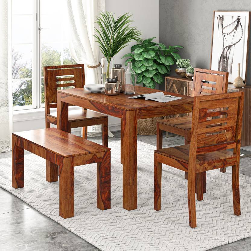 dining table set - Buy wooden 4 seater dining table furniture online Medium Walnut