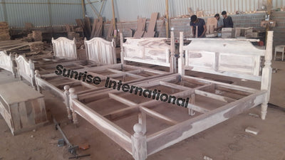 Colonial Style Sheesham wood King - Queen - Single Bed  cot palang | लकड़ी का पलंग