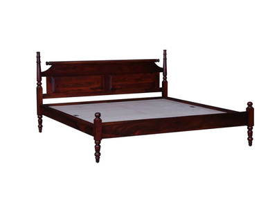 Sheesham wooden bed with traditional Colonial turned-post design