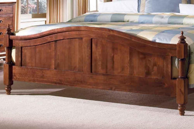 Sheesham wooden bed with paneled headboard and footboard, front view