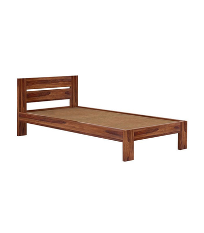 Single size Sheesham wooden bed with contemporary wooden headboard