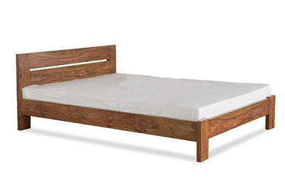 Solid Sheesham wooden bed in King, Queen or Single size, angled view