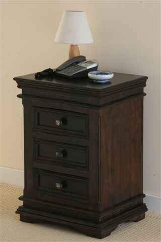 wooden bedside table