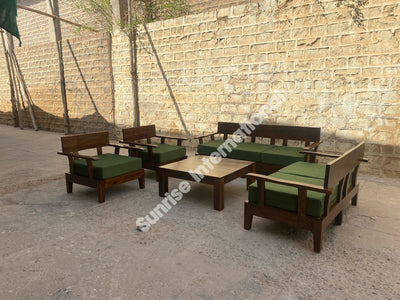 Contemporary Wooden Sofa set with 1 Center Table  (SUN-WSS129)