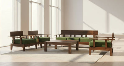 Contemporary Wooden Sofa set with 1 Center Table  (SUN-WSS129)