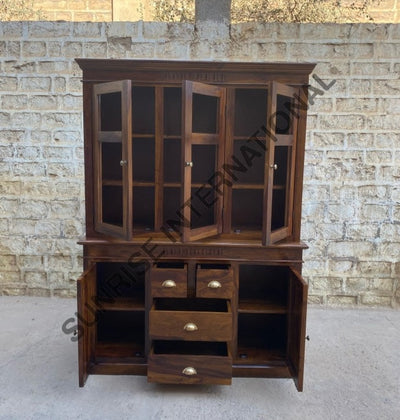 Contemporary Design Wooden Glass Cabinet (Hutch - Two Part) ! Home & Living:furniture:living