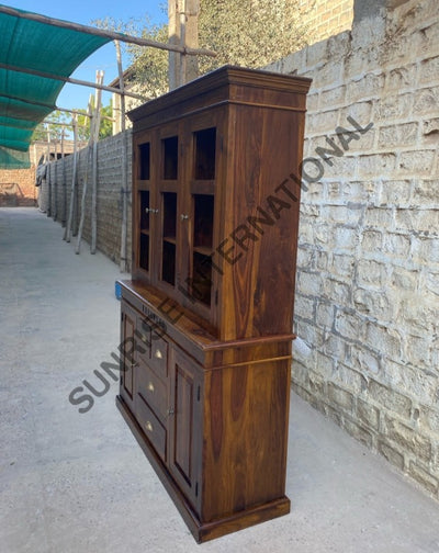 Contemporary Design Wooden Glass Cabinet (Hutch - Two Part) ! Home & Living:furniture:living