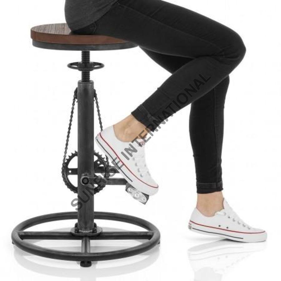 Bar Stools: pedal bar stool chair in solid wood & metal for restaurant in India - Furniture Online: Buy Wooden Furniture for Every Home