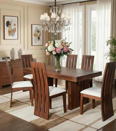 solid wood 6 seater dining table set designs online