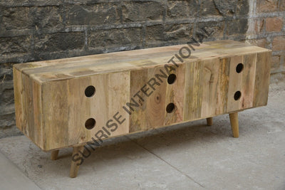 Handmade Wooden Tv Unit Cabinet In Retro Style