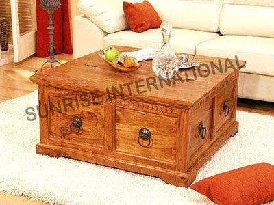 Handmade sheesham wood Square Coffee Center table with storage