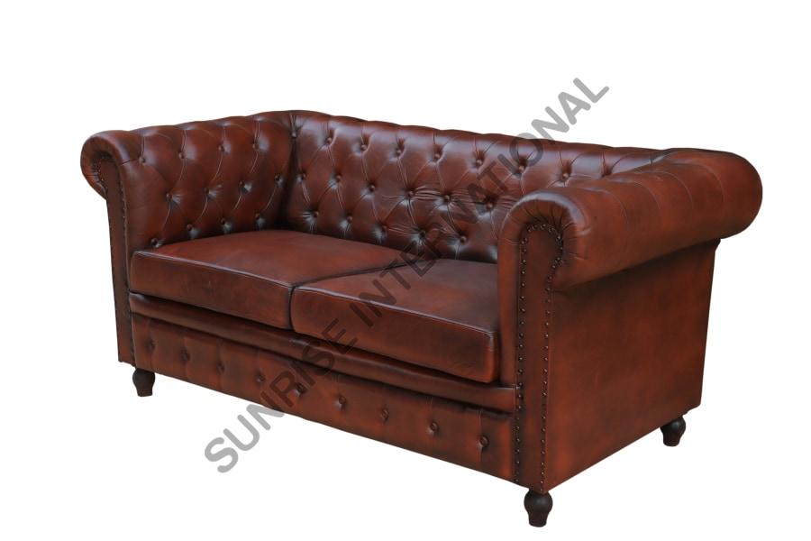 Genuine Leather Chesterfield Sofa Set