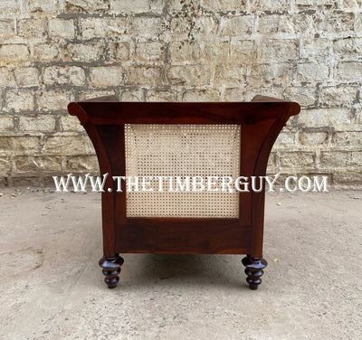solid wood single seater sofa set with rattan cane design