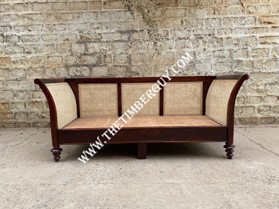 solid wood three seater sofa set exporters  with rattan cane design india