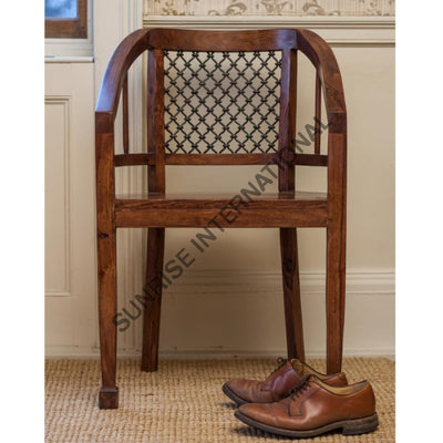 Rajasthani Style Wooden Relaxing Arm Chair With Metal Work ! Home & Living:furniture:living