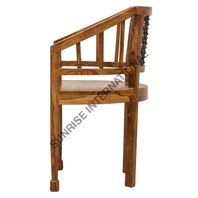 Rajasthani Style Wooden Relaxing Arm Chair With Metal Work ! Home & Living:furniture:living