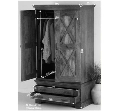 buy solid sheesham wood wooden wardrobe cupboard online with best designs in India at cheap price - www.thetimberguy.com