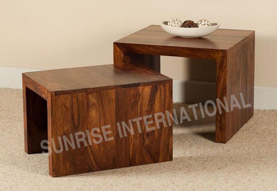 Wooden nesting side tables set of 2 shown separately