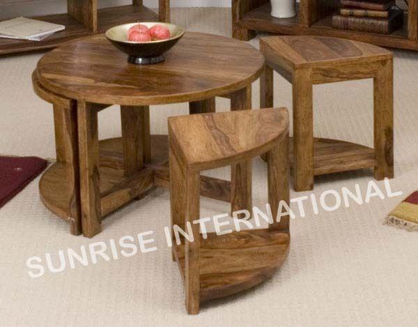 Sheesham wood - Wooden round coffee center table with 4 stools ! - Furniture  Online: Buy Wooden Furniture for Every Home