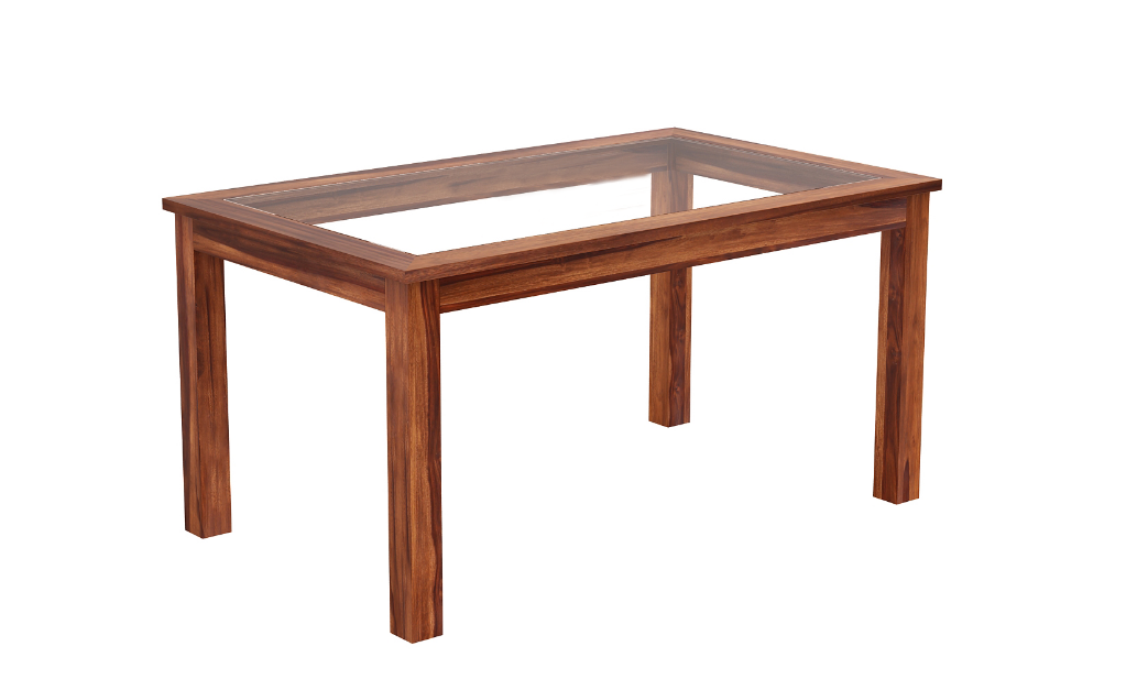 Buy Solid Wood wooden Dining Table with glass top Furniture design