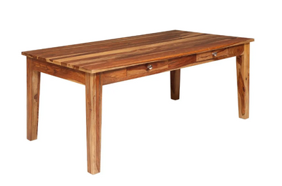 solid sheesham wood dining table design with  storage drawers