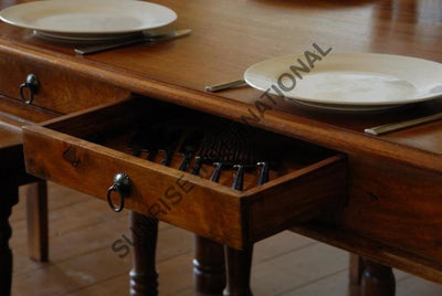 Solid Wood Dining Table With 4 Storage Drawers Home & Living:furniture:dining Room Kitchen:dining
