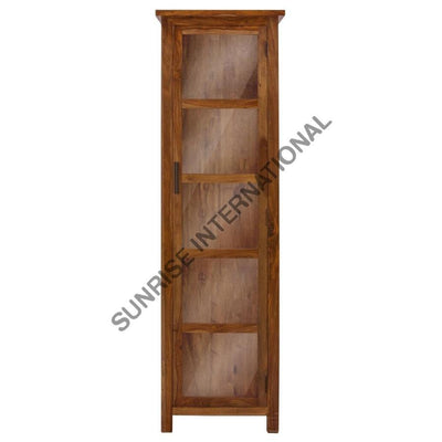 Solid Wood Display Glass Cabinet - Crockery Bookshelf With Single Door