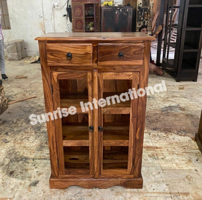Solid wood display glass cabinet - crockery kitchen cabinet