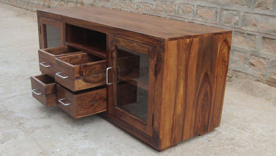 buy solid sheesham wood wooden tv unit cabinet stand with best designs in India at cheap price -www.thetimberguy.com