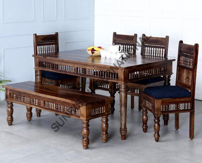 dining table set - Buy traditional wooden dining table chair bench set ...