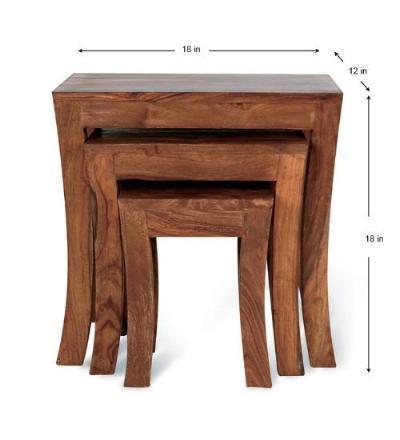 Wooden nesting table set of 3 dimension diagram