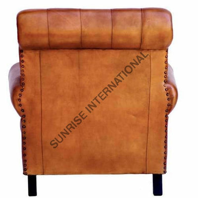 Wooden High Wing Back Leather Lounge Arm Chair Sofa Furniture